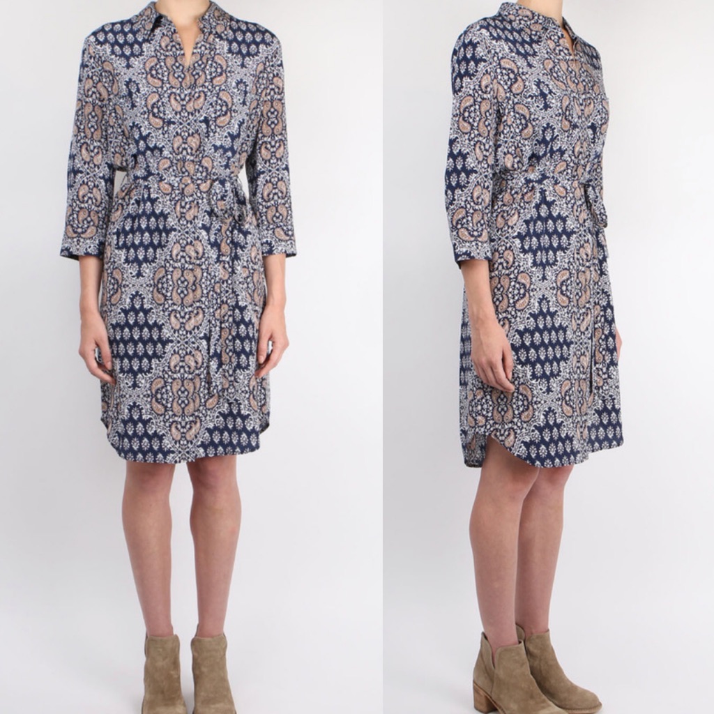 L’agence Stella Silk Navy Short Shirt Dress Size Xs